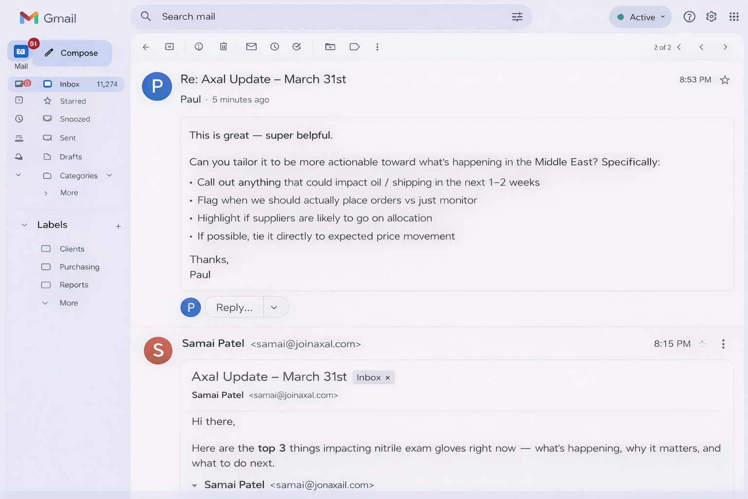 Replying to customize your Axal brief